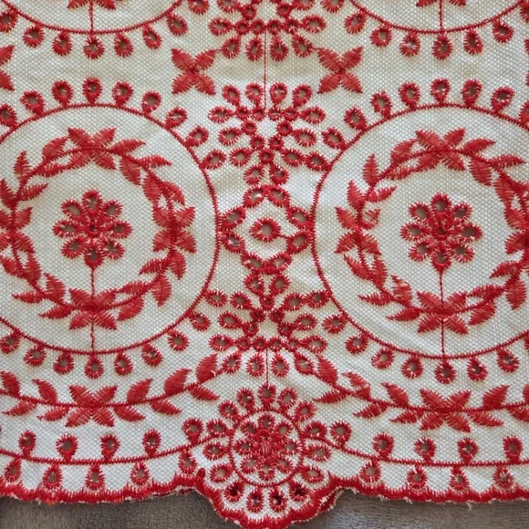 LOFT ANN KLEIN Boho Mini Skirt Petites Orange Embroidered Eyelet  Size 6P - Picture 8 of 9